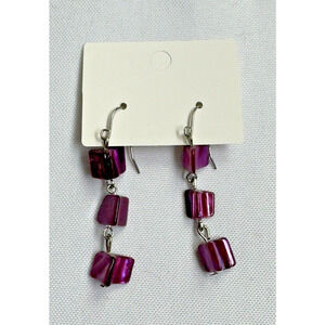 Magenta Drop Earrings for Pierced Ears Approx. 2 inches long Fashion Jewelry